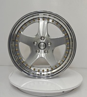 Gebürstete Silber-Gold-Schrauben Fünfspeichen-Schmiedefelgen aus 6061 T6 Aluminiumlegierung 12000T Gepresst TÜV JWL VIA Std S4-00041 18-24 Maßanfertigung