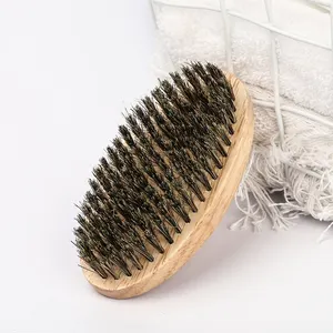 Barbershop Vintage Solid Wood Oval Shave Boar Bristle Brush Hair Beard Brush For Men