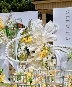 Nouvelle conception de toile de fond de mariage, décoration murale suspendue au plafond, fleur géante <span class=keywords><strong>en</strong></span> papier, soie, <span class=keywords><strong>organza</strong></span>, installation artistique, décoration de scène, toile de fond - Product Image 6