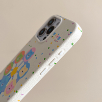 Casing HP Kulit PU Lucu Motif Kartun untuk Apple iPhone 16 15 14 13 Pro Max Berbahan Microfiber dengan Desain Bunga Hati