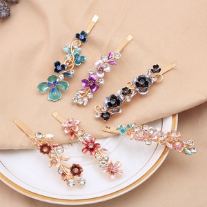 Aksesoris Jepit Rambut Wanita & Anak Perempuan 6 Model Bling Berhias Berlian Imitasi Warna Emas Metalik Warna-warni, Jepit Rambut Lengkung Motif Bunga, Jepit Rambut Bunga - Product Image 5