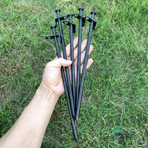 Yachuangxin Black Ground Stakes 30cm Steel Tent <b>Pegs</b> DIY Grade Straight <b>Bag</b> Handle Outdoor Camping Equipment All Seasons Use - Product Image 2