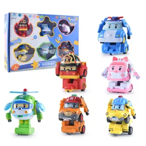 Factory Price Plastic Small Poli Robocar Toy Car Cartoon Mini Inertial Return Force Car for Gift Kids Toys