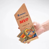 Trophées personnalisés en gros avec impression couleur, logo gravé au laser, plaques en bois, récompenses sportives, cadeaux d'entreprise, matériau en verre