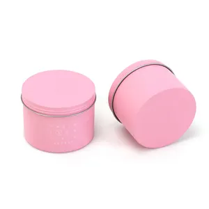 High quality food grade round shape pink tin can for coffee package tea tin can with lids