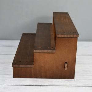 Étagère de rangement en bambou massif avec 3 niveaux pour épingle à cheveux Bracelet Boucles d'oreilles Bijoux Présentoir Stall Props - Product Image 4