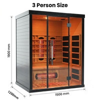 Sauna Interior de Infrarrojos Lejanos para 3 Personas, de Madera de Hemlock, con Espectro Completo