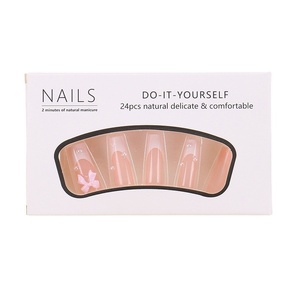 Uñas Postizas Rectangulares con Lazo <span class=keywords><strong>de</strong></span> Perlas, Estilo Francés, Producto Terminado, Popular en <span class=keywords><strong>Europa</strong></span> y América - Product Image 5