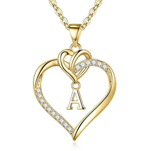 Collares de <span class=keywords><strong>Plata</strong></span> de Ley S925 con Circonita Personalizables al por Mayor, Colgantes de Moda con Forma de Corazón y 26 Letras, Joyería de Regalo para Mujer - Product Image 5