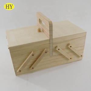 Boîte à coudre pliable <span class=keywords><strong>en</strong></span> <span class=keywords><strong>bois</strong></span>, naturelle, légère et inachevé - Product Image 6