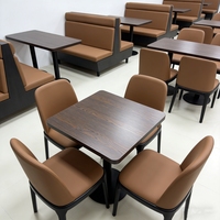 Ensemble de meubles de café personnalisés, durables, écologiques, en bois et en cuir, table et chaises