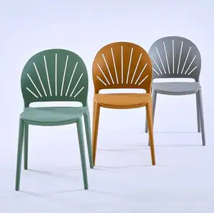 Diskon besar kursi plastik Restoran desain Modern PP kursi makan susun plastik Billa Cadeira Sedia dapat ditumpuk