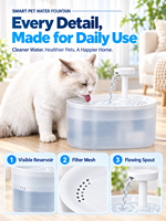 Fontaine à eau pour animaux de compagnie OEM 3,5 L, fonctionnant sur USB, sans fil, avec capteur intelligent, automatique, pour chat, avec fenêtre de visualisation