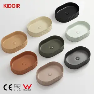 Kidoir Oval Shape Ceramic Modern Bathroom Table Top Mounted Wash Hand Basin Sanitary Ware Lavabo Luxury Wash Basin Vessel
