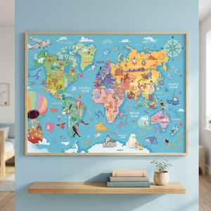 Rompecabezas Educativo para Niños, Mapa del Mundo XXL de 100 Piezas, Edades 6+, Cartón Grueso y Resistente de Primera Calidad, Geografía - Product Image 2