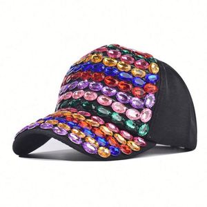 Gorra de Béisbol con Diamantes de Imitación Coloridos, Protección Solar, Diseño de 6 Paneles, Gorras de Béisbol Hechas a Mano - Product Image 1