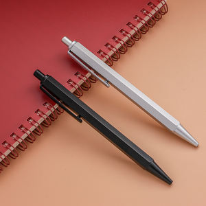 Stilvoller schwarzer sechseckiger Hotel-<span class=keywords><strong>Promo</strong></span>-Stift Versilbertes Metall-Aluminium-Luxe-Dienst programm mit Logo-Clip - Product Image 3