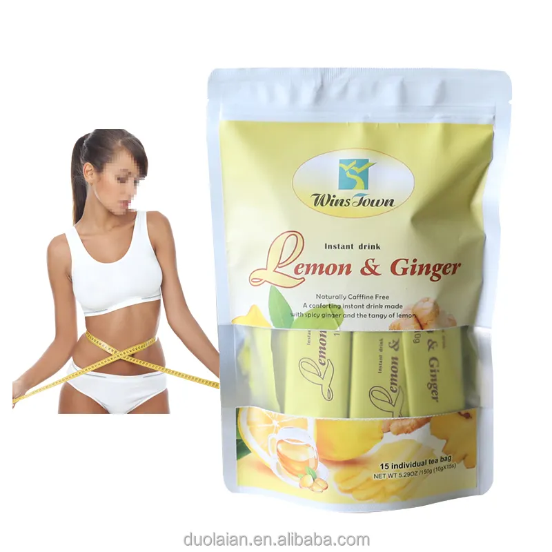 OEM factory supply Instant lemon ginger tea Custom herbal Weight loss Lemon ginger whitening freckle detox tea solid drinks