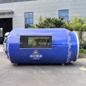 รถเข็นเหล็กชุบสังกะสีเคลื่อนที่สำหรับขายเครื่องดื่มอเมริกัน กาแฟ ไอศกรีม เบียร์ และเครื่องดื่มกระป๋อง - Product Image 4