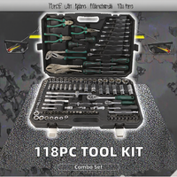 I-SAFE I-SAFE-137-J Ensemble de 118 outils de réparation en acier au carbone OEM, outils à main, clé, niveau, ruban à mesurer, coffret rigide