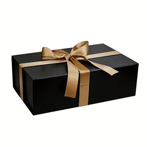 Großhandel Weihnachten Custom Small Large Luxus Falt verpackung Magnet Flip Ribbon Magnet verschluss Geschenk box mit Logo Deckel