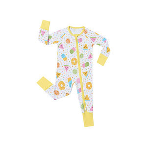 Bán buôn tùy chỉnh in tre viscose đồ ngủ hữu cơ đôi dây kéo tre bé Romper ít tà vẹt trẻ em tre quần áo trẻ em - Product Image 3