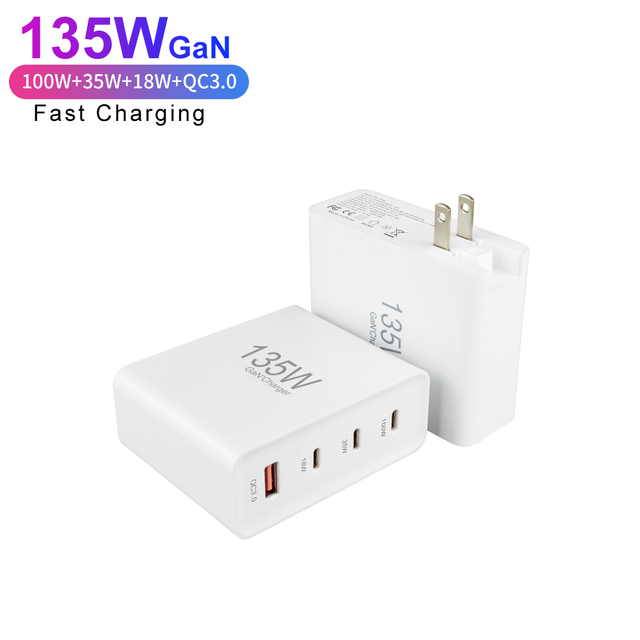 PD135w Fast Gan Wall Charger Usb c Tablet Laptop Power Adapter Type c Phone US EU Travel Plug Charger for macbook