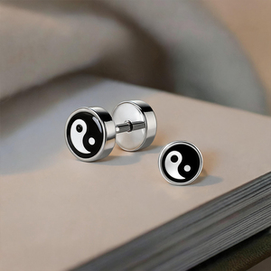 Boucles d'oreilles clous en acier chirurgical 316L Smiley Star Yin <span class=keywords><strong>Yang</strong></span>, disque rond émaillé, pour piercing tragus hélix, accessoires de bijoux corporels - Product Image 5