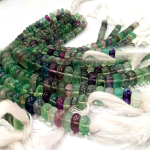 Perles de fluorite naturelle multicolores, rondes, lisses, 8 mm, vendues par brin de 8 pouces - Product Image 1