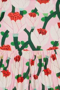 2025 robe jupe en soie à manches courtes à la mode <span class=keywords><strong>pour</strong></span> filles enfants bébé avec imprimés fraise et décoration à volants <span class=keywords><strong>pour</strong></span> la saison estivale - Product Image 2