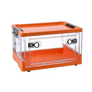 Durable Transparent Stackable Container Box With Convenient Front Open Door Plastic Folding Storage Box