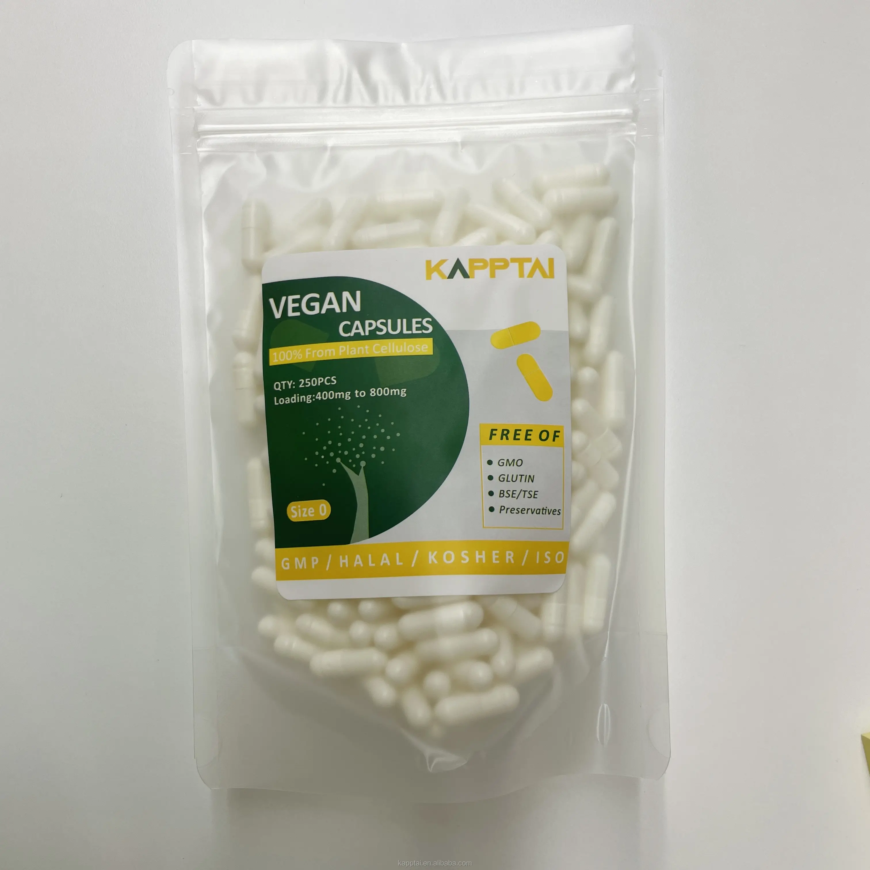 Capsules dures HPMC Capsule Taille 0 Blanc/Clair/Vert/Rouge Couleur Petite Quantité 250 pcs Capsule Vegan