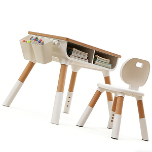Set Scrivania e 2 Sedie per <span class=keywords><strong>Bambini</strong></span>, Mobili per Studio e Apprendimento, per Camera da Letto e Soggiorno, Uso Domestico Durevole in <span class=keywords><strong>Legno</strong></span> - Product Image 4