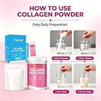 Poudre de collagène OEM multi-sources (bovin, marin, volaille) avec acide hyaluronique et vitamine C