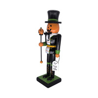 Figurines d'Halloween en bois : Casse-noisette, momie, chat noir, citrouille, squelette, sorcière – Décoration de bureau et de table pour fête d'Halloween