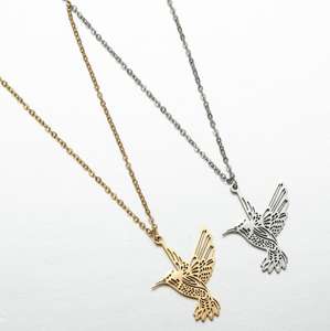 Collier pendentif colibri en acier inoxydable creux, élégant et simple, pour femmes, <span class=keywords><strong>tout</strong></span> ce qui est simple, collier animal - Product Image 5