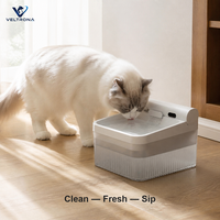 Distributeur d'eau intelligent à induction pour animaux de compagnie, fontaine à boire pour chat et chien activée par capteur avec pompe filtrante, abricot et blanc gris