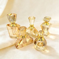 Flacon d'huile essentielle d'oud en cristal K9 plaqué or champagne, forme unique personnalisée, 1 ml/3 ml, style arabe