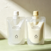 Sachet souple réutilisable avec bec verseur pour jus, gelée et liquides, finition mate dépolie, qualité alimentaire, 100ml 200ml, vente en gros