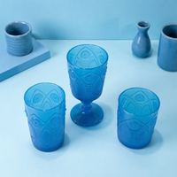 Verre à boisson en verre épais gaufré motif paon teinté, plusieurs spécifications, pour la restauration et les achats en gros à long terme