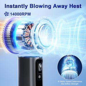 Ventilador de Mano Portátil con Velocidad Ajustable (1-100), Batería Recargable de 4000mAh, Enfriamiento Personal con Hielo, Pantalla LED, Mini Ventilador Turbo - Product Image 4