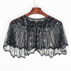 Chal Vintage a Rayas para Mujer, Estilo Años 20, con Cuentas y Lentejuelas Decorativas, Capa de Noche, <span class=keywords><strong>Bolero</strong></span>, Estilo Flapper, Malla, Poliéster Ligero - Product Image 3