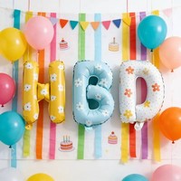 Ensemble de ballons en feuille d'aluminium tendance style INS avec inscription BABY HBD, décoration de fête pour le 1er anniversaire des bébés et des enfants