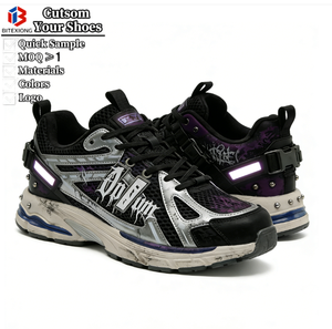 Sneakers Chunky High Street Core - <span class=keywords><strong>Scarpe</strong></span> Gotiche Punk in Denim da Uomo con Borchie, Dettagli Riflettenti e Personalizzazione OEM ODM - Product Image 3