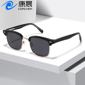 Lunettes de soleil demi-cerclées TR90 noires avec verres polarisés TAC UV400 unisexe pour la conduite et la pêche – Protection solaire transfrontalière - Product Image 2