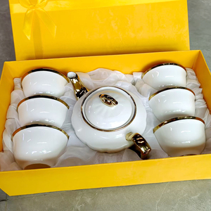 7 Bộ Tea Pot Hot Bán Trung Đông Sứ Hoàng Gia mới xương Trung Quốc vàng sơn ấm trà - Product Image 4