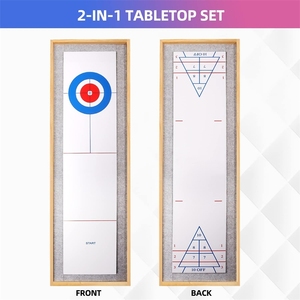 Cadeau pour enfants et adultes Jeu de plateau de jeu de table 2 en 1 en bois massif Mini shuffleboard et curling avec 8 rouleaux - Product Image 6