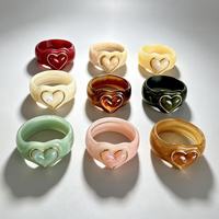 Bracelet en résine marbrée vintage en forme de cœur, bracelet polyvalent personnalisé pour femmes et filles, bijoux de mode, bracelet à perles Zooying