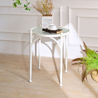Table basse extensible INNOVA de style européen moderne, durable, avec plateau en verre décoratif, en métal blanc, facile à assembler pour le salon