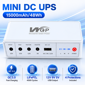 Wgp Optima 303 MINI DC <span class=keywords><strong>UPS</strong></span> 15000mAh <span class=keywords><strong>แบ</strong></span><span class=keywords><strong>ต</strong></span>เตอรี่ LiFePO4 4000รอบ QC3.0 USB & DC 5V 9V 12V MINI <span class=keywords><strong>UPS</strong></span> สำหรับเราเ<span class=keywords><strong>ต</strong></span>อร์ WiFi กล้อง ONU - Product Image 1